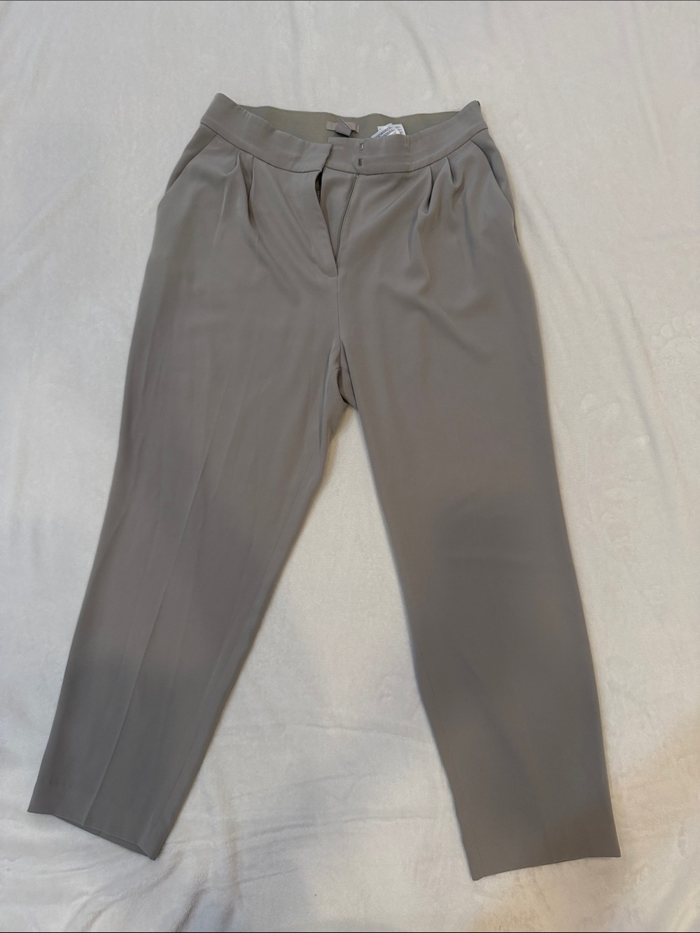 H&M Taupe High-Rise Tapered Dress Pants